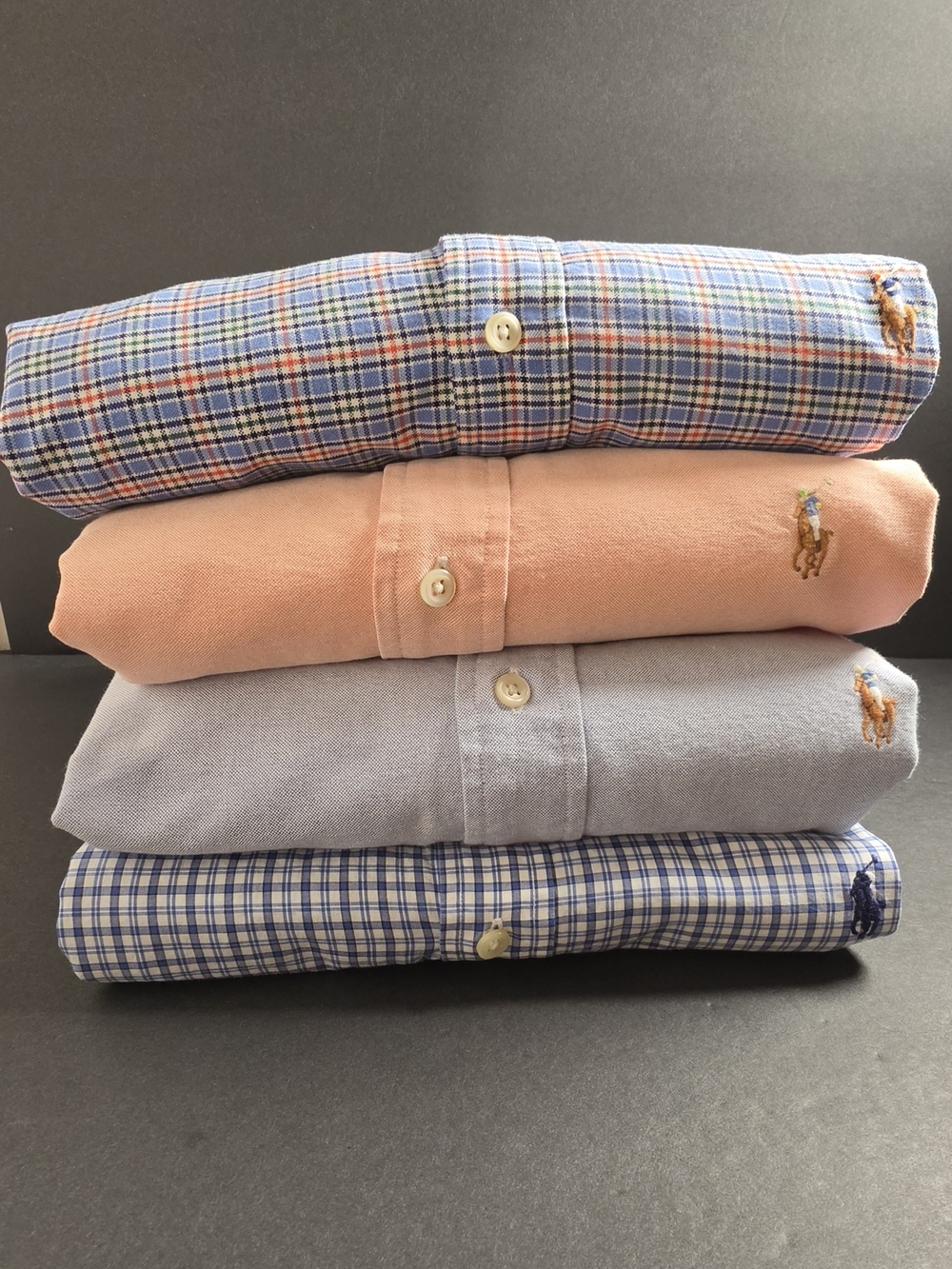 Ralph Lauren Stack of Men Shirts in Blue, Peach, And Variety Size XL Flesh Pony